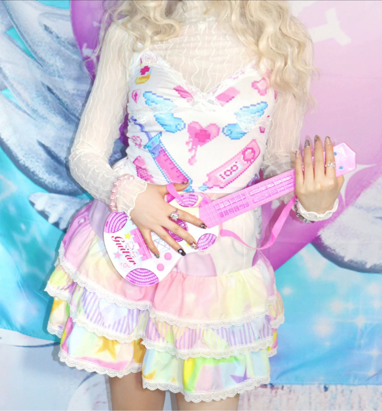 Rainbow Gummy Bear Tiered Mini Skirt