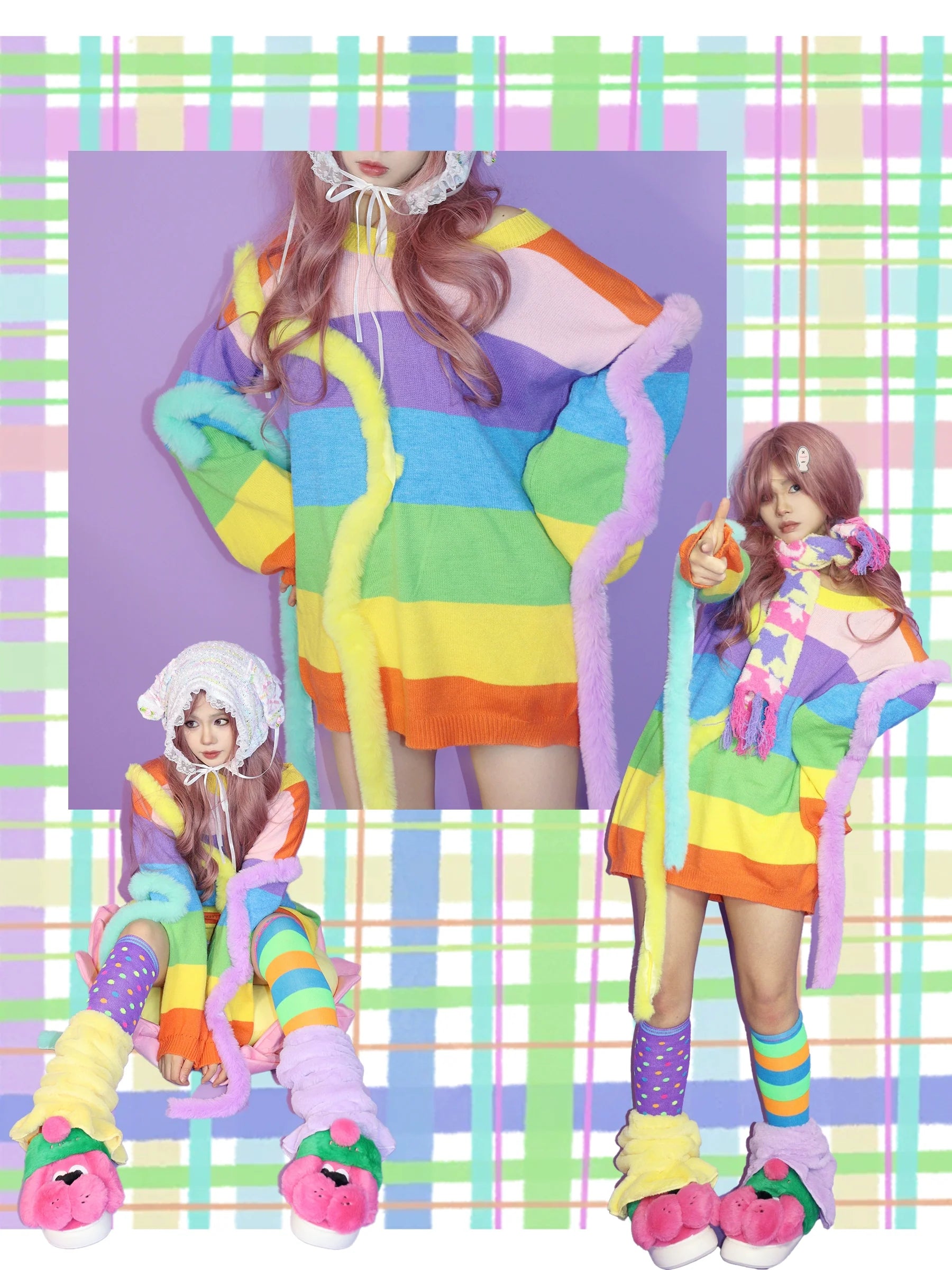 Fluffy Rainbow Stripe Sweater