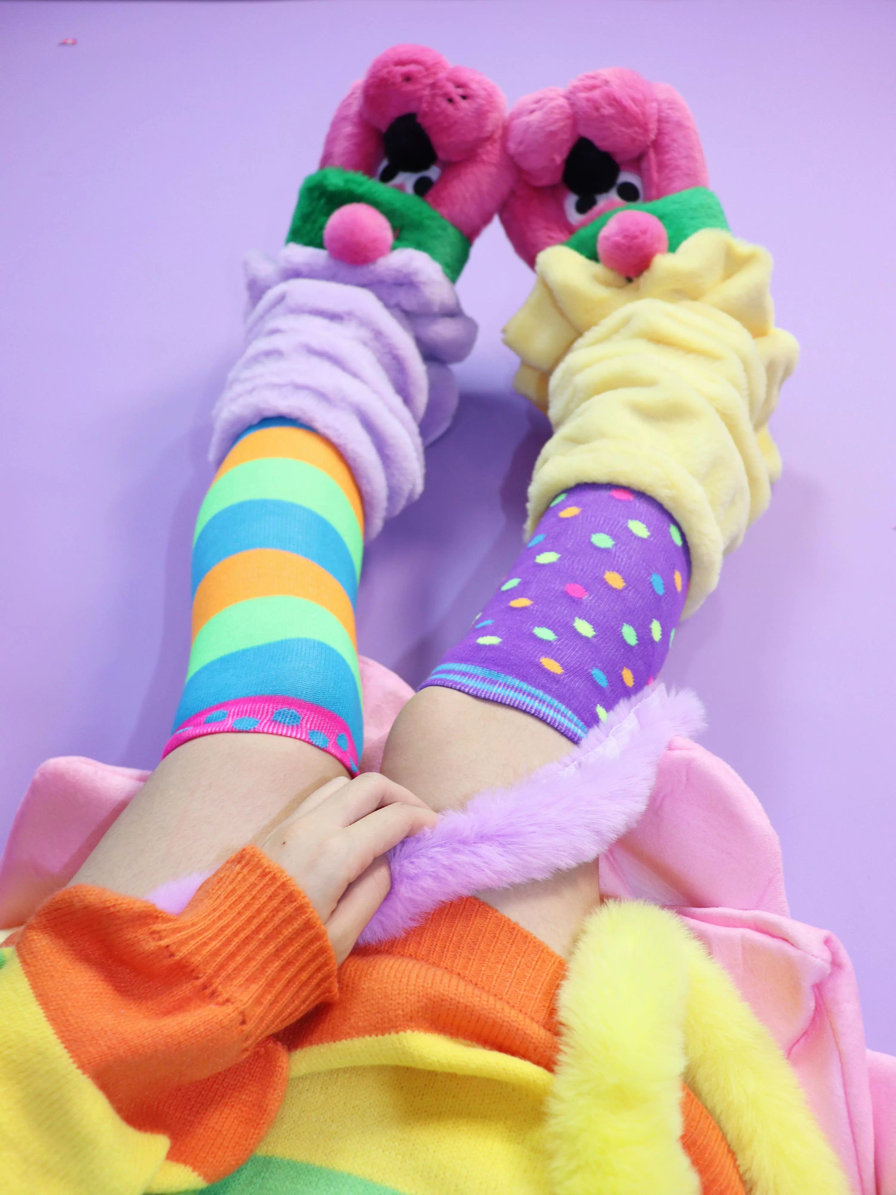 Kawaii Mismatched Rainbow Crew Socks