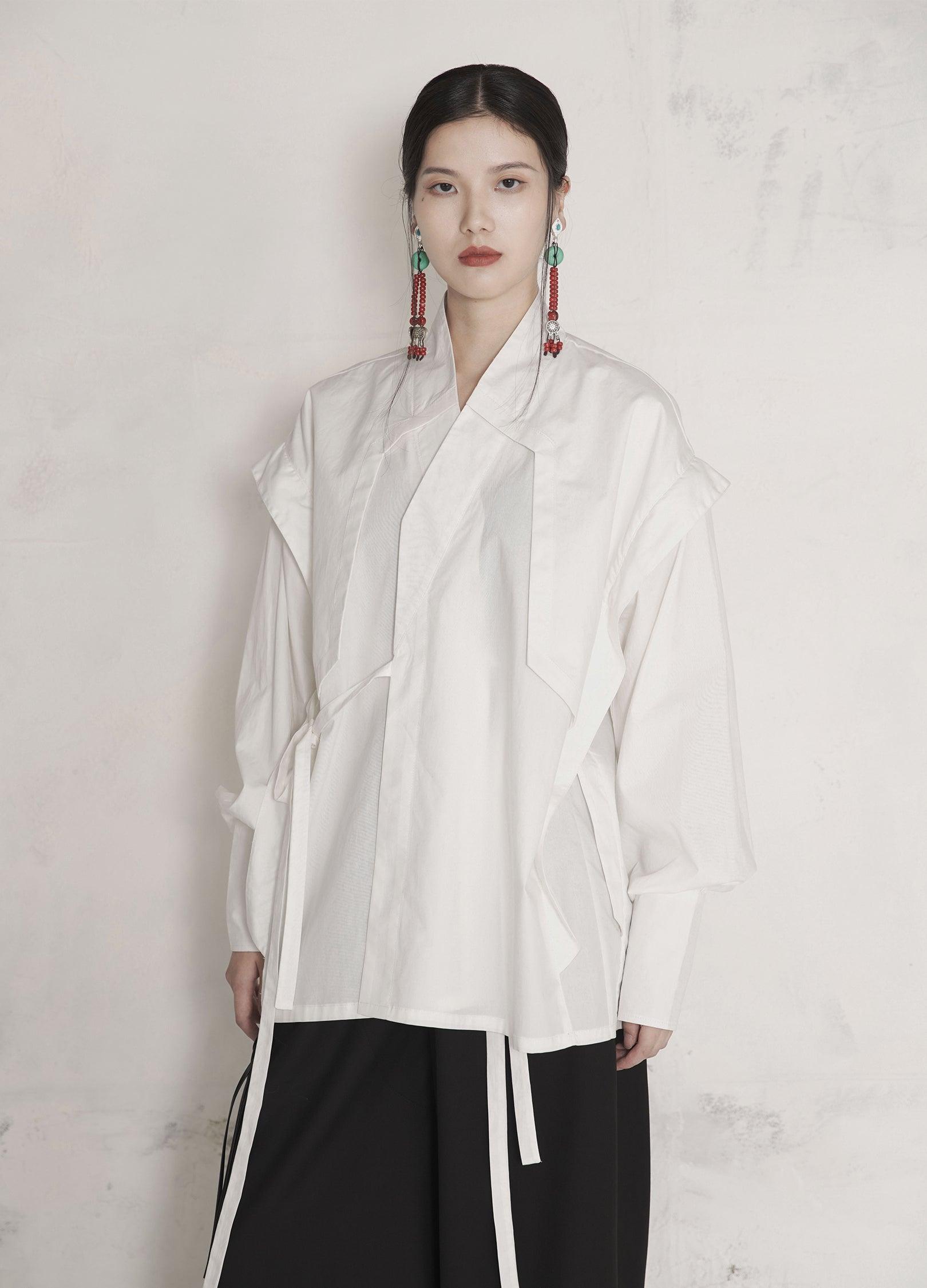 Elegant Kimono-Inspired Unisex Dress Shirt - chiclara