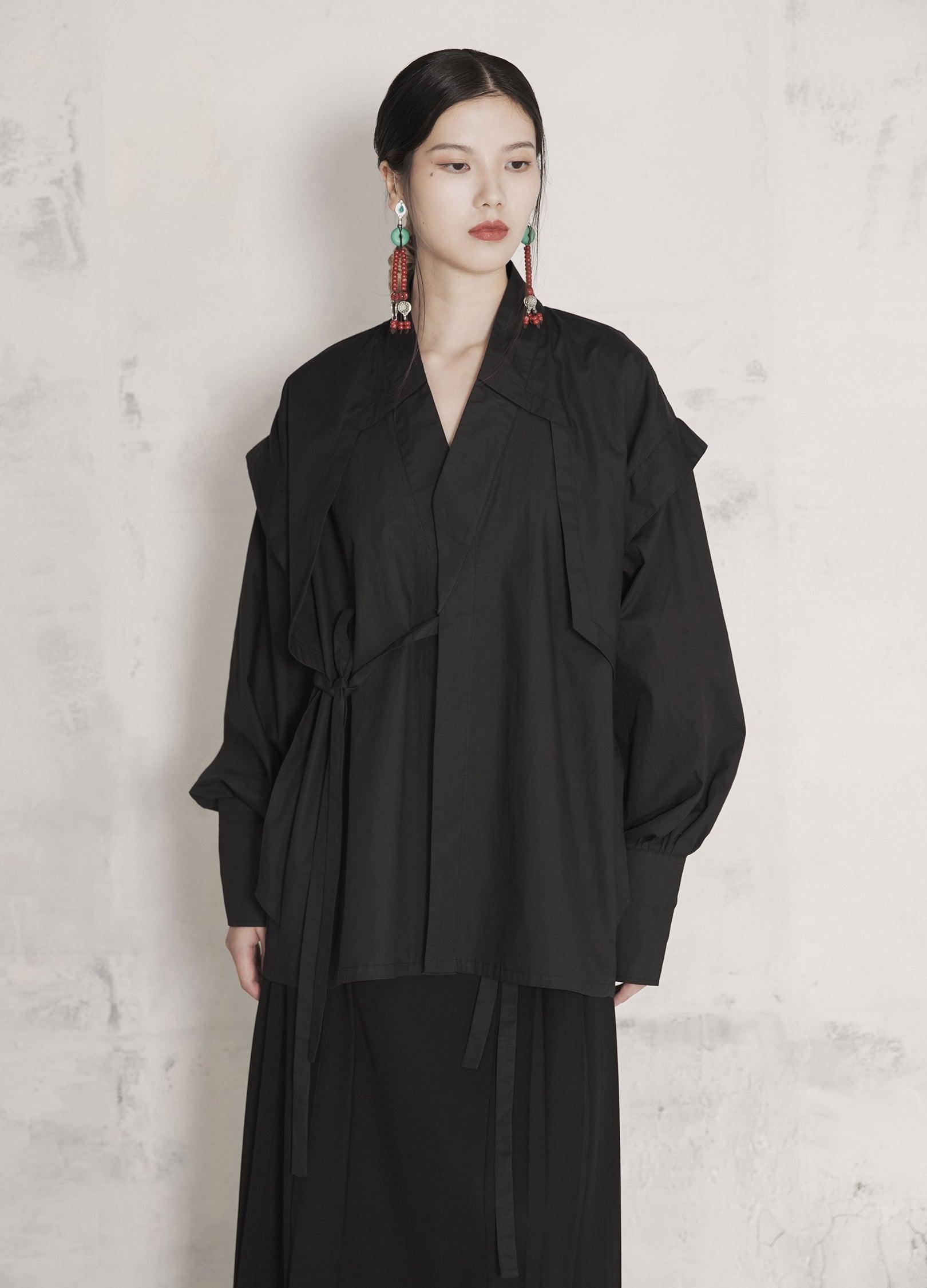 Elegant Kimono-Inspired Unisex Dress Shirt - chiclara