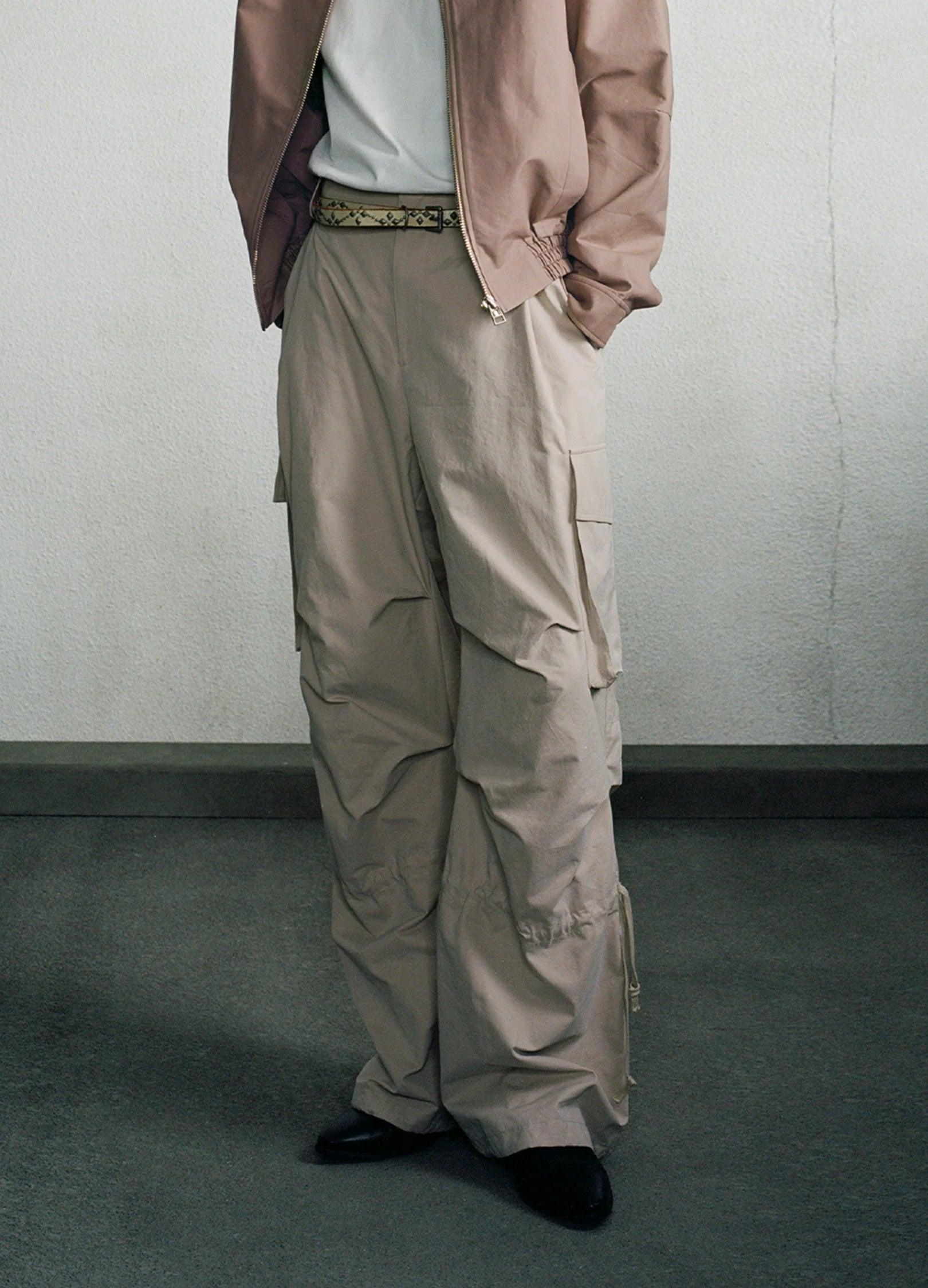 Parachute-Inspired Oversized Cargo Pants - chiclara