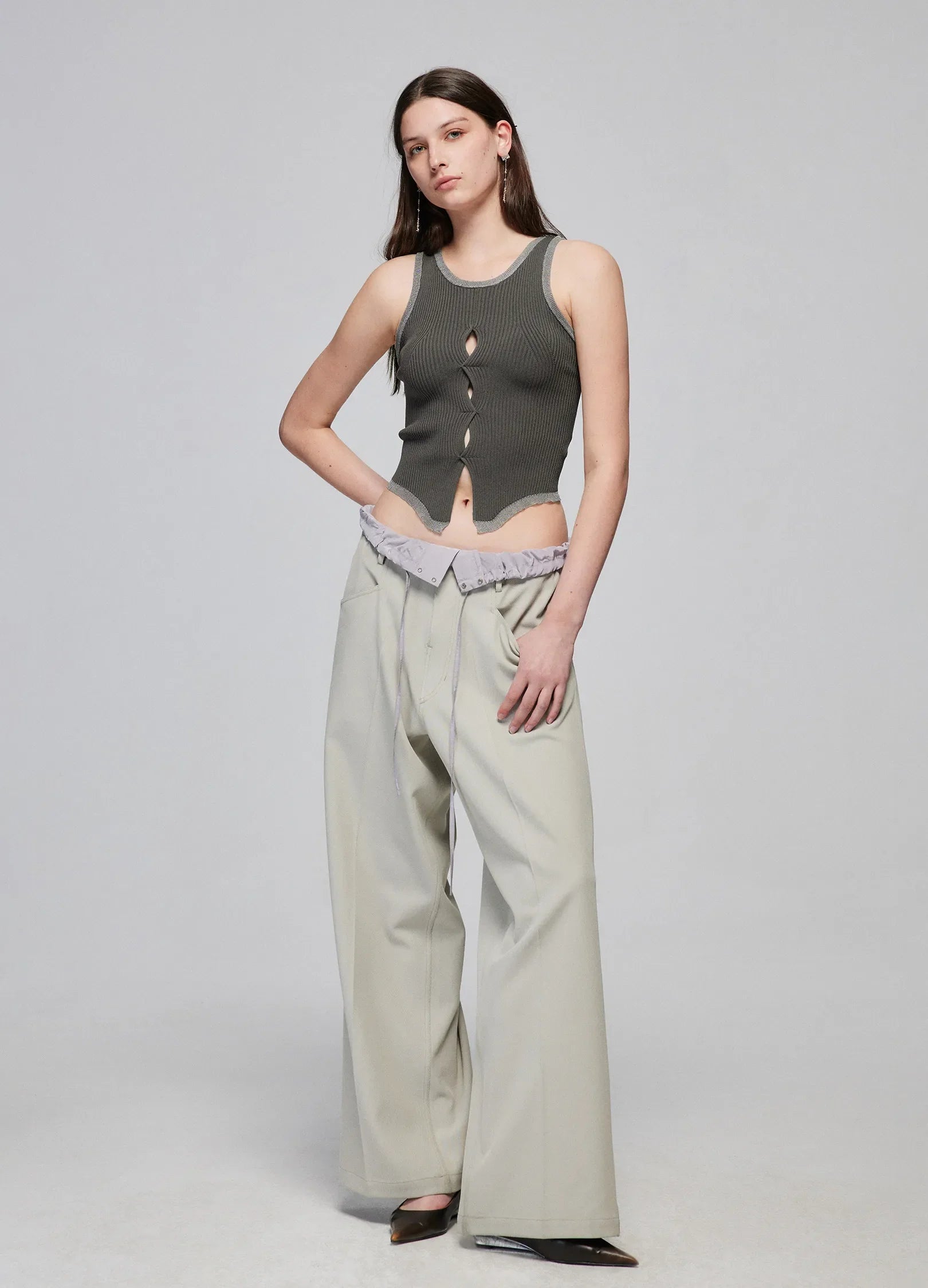 Light Splicing Wide-Leg Pants