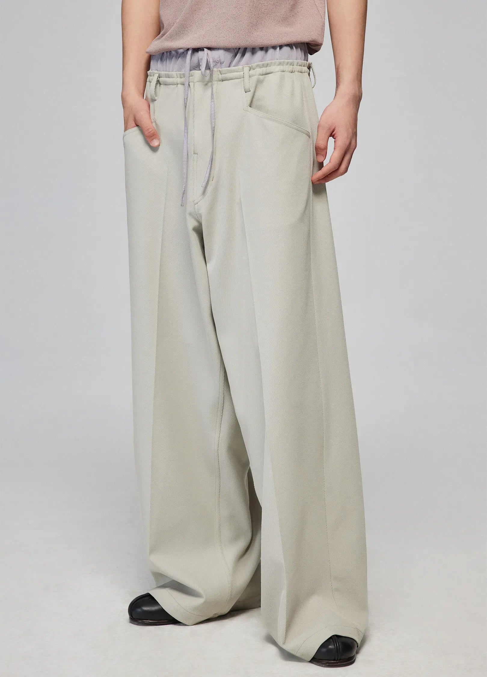 Light Splicing Wide-Leg Pants