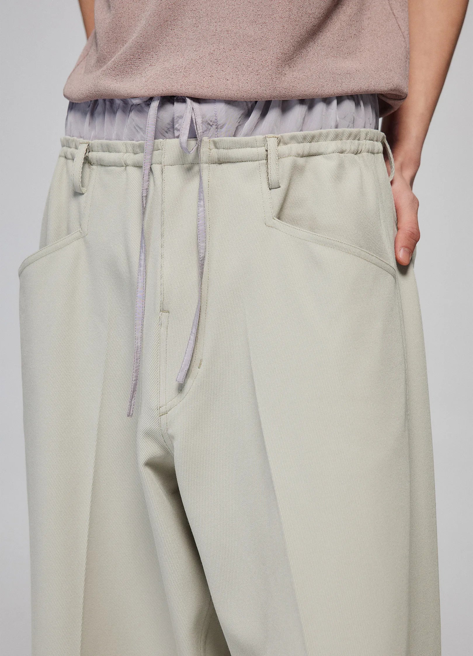 Light Splicing Wide-Leg Pants