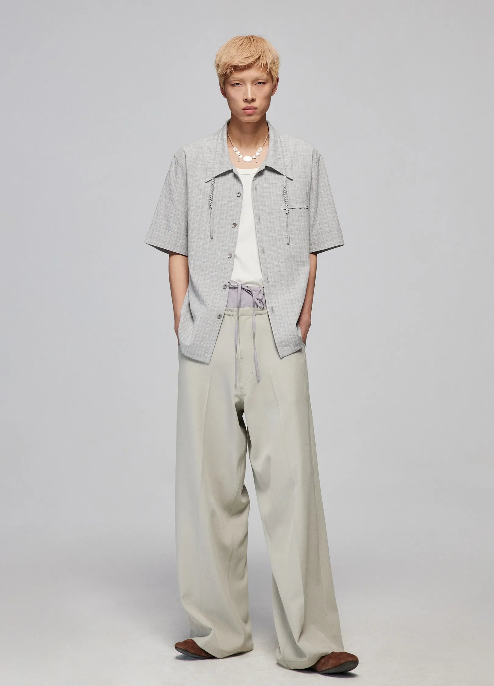 Light Splicing Wide-Leg Pants