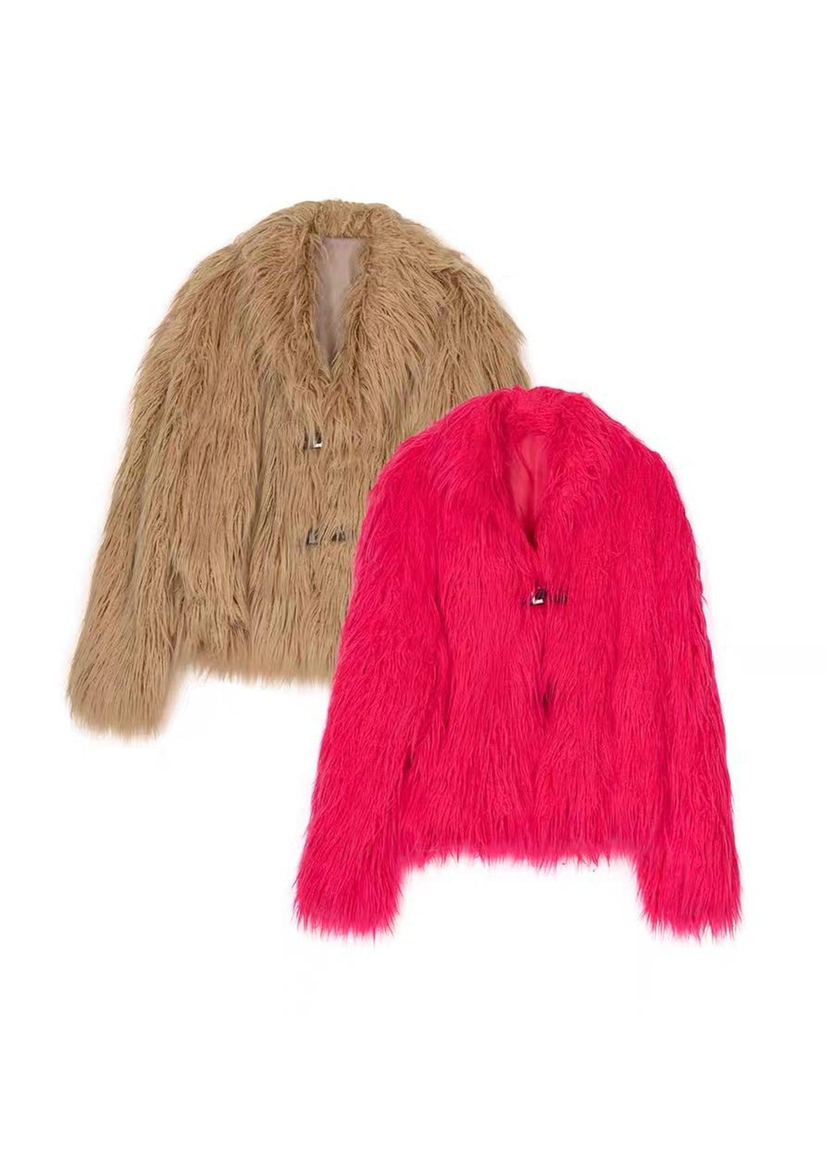 Bold Long Hair Faux Fur Jacket - chiclara