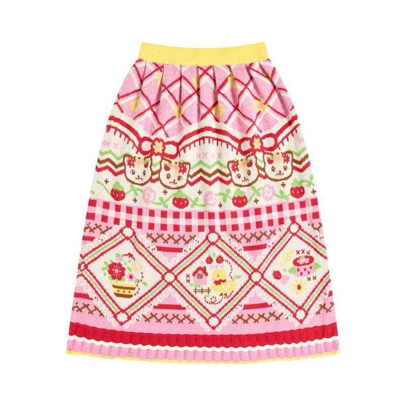 Sweet Bear Strawberry Knit Skirt