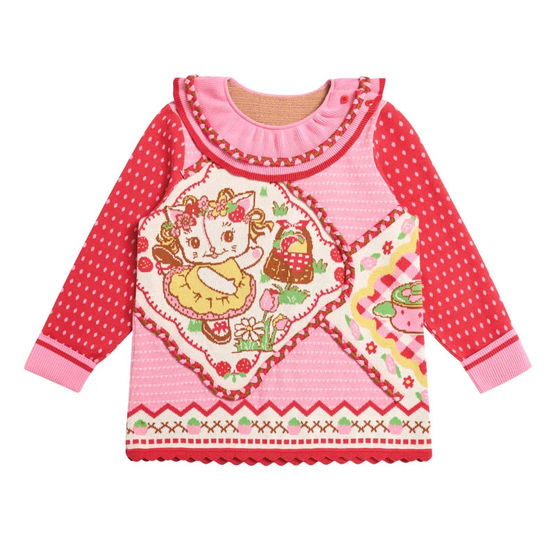 Sweet Kitten Cottage Ruffle Knit Sweater