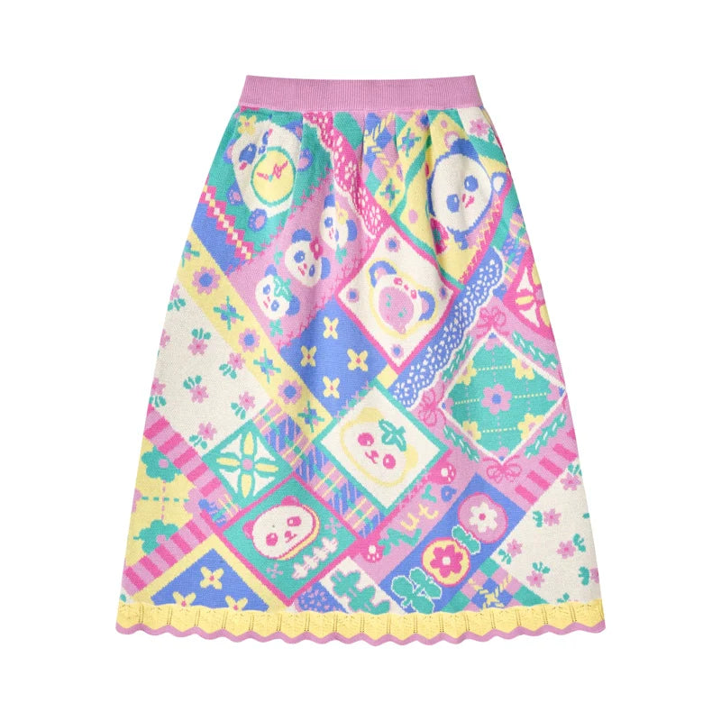 Sweet Panda Garden Knit Skirt