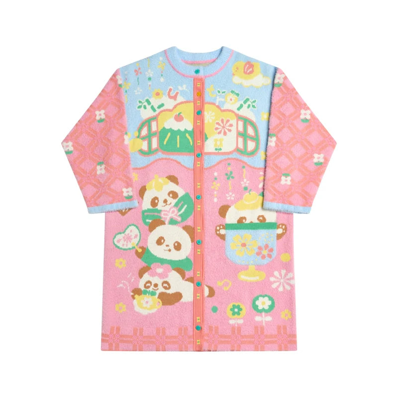 Sweet Panda Tea Party Button Dress