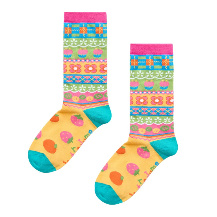 Sweet Strawberry Fair Isle Summer Socks