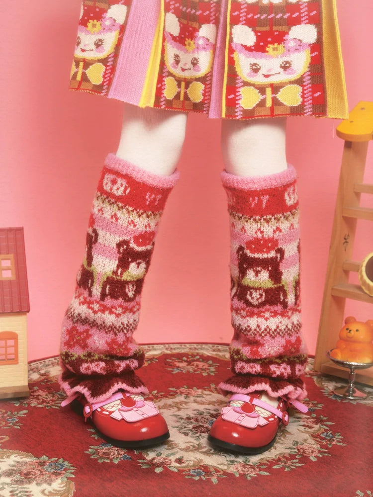 Sweet Bear Fair Isle Knit Leg Warmer