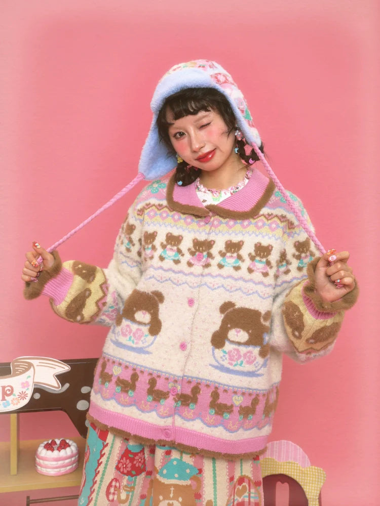 Sweet Bear Tea Party Cardigan