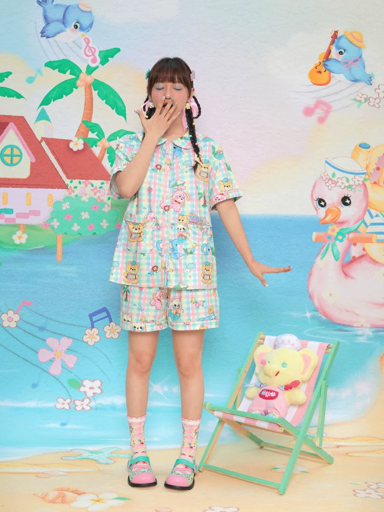 Sweet Animal Paradise Summer Pajama Set