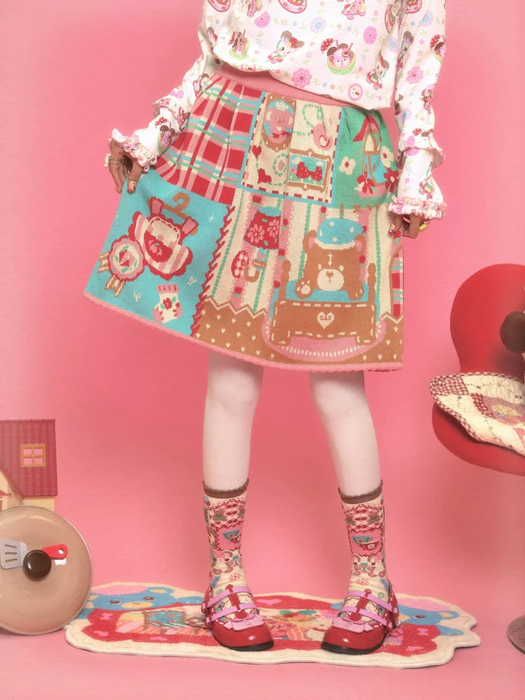 Sweet Bear Tea Party Knit Skirt