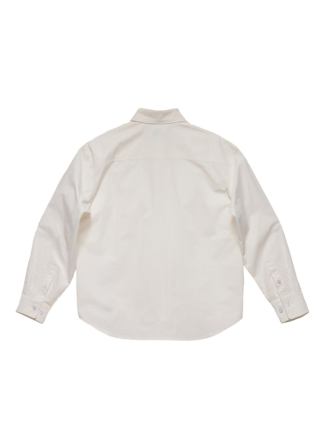 Patchwork Basic Beige Cotton Poplin Embroidered Shirt