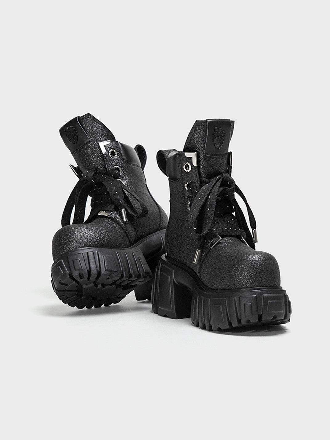 Black Starry Platform Martin Boots With Removable Shaft
