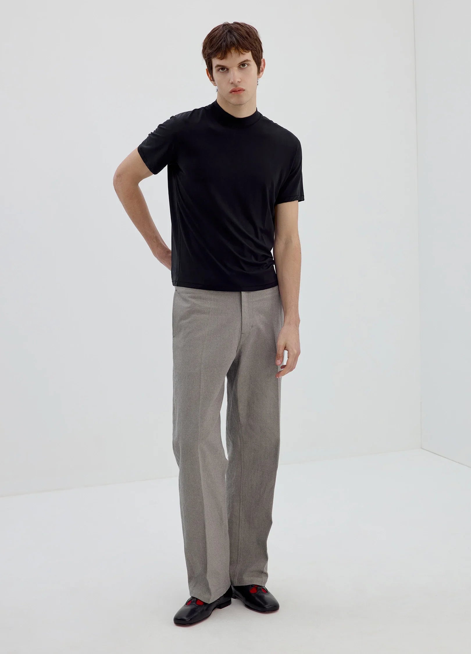 Merino-Blend Mock-Neck Tee