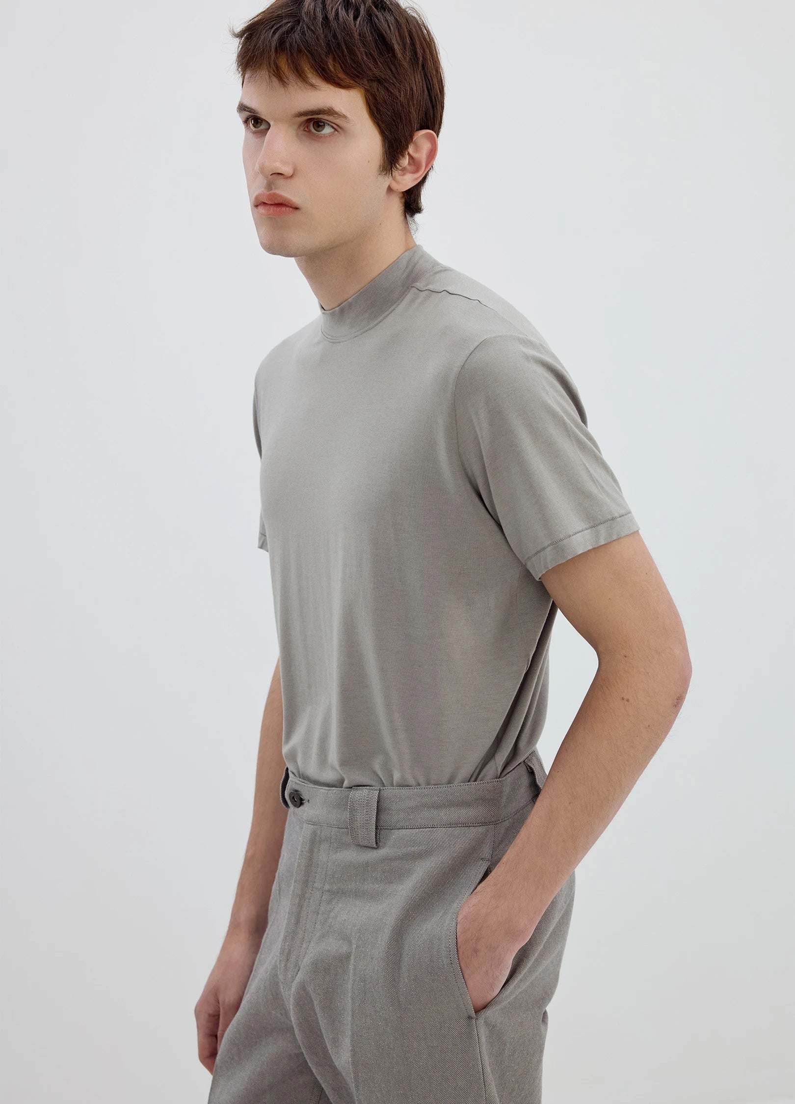 Merino-Blend Mock-Neck Tee
