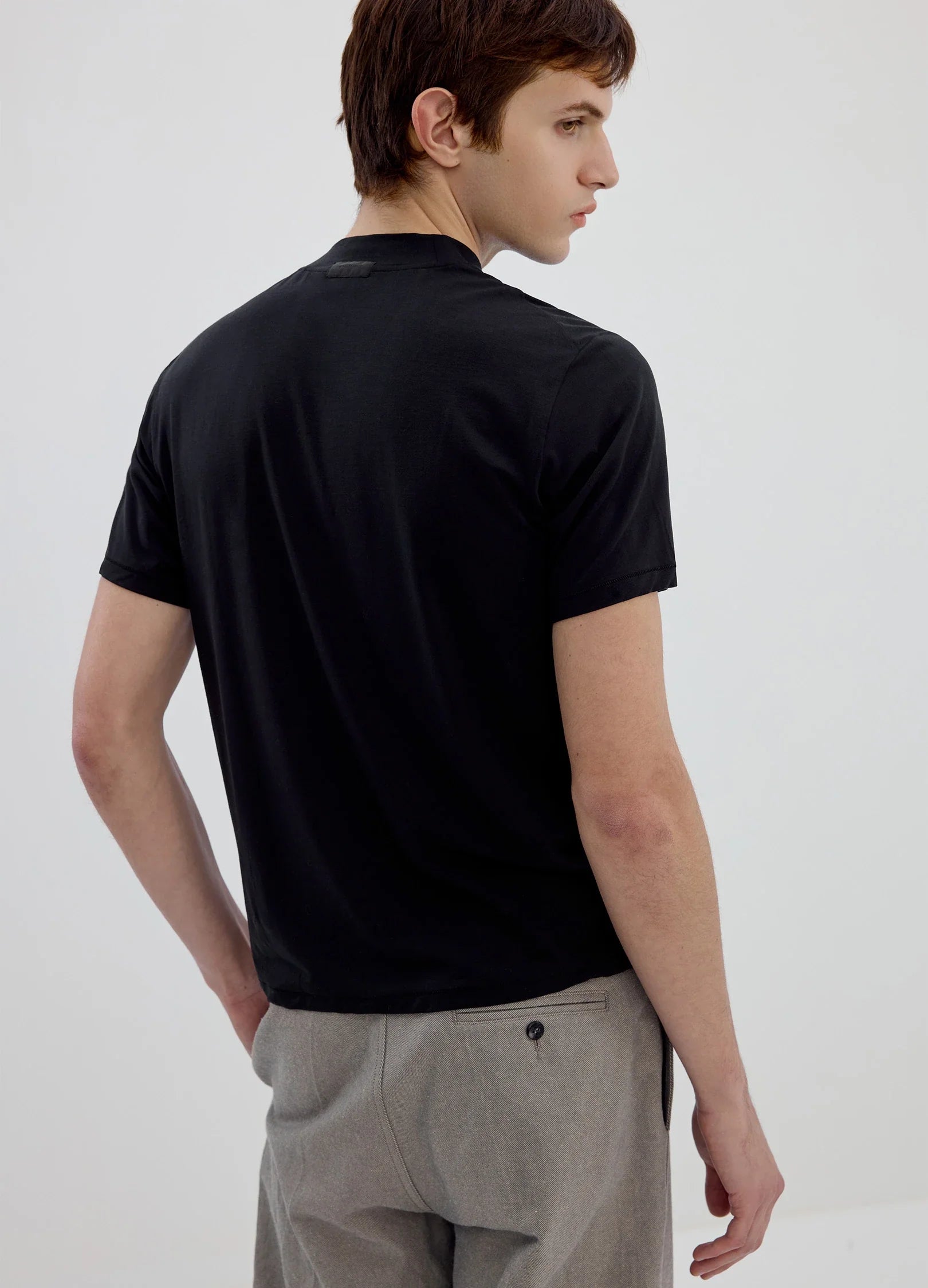 Merino-Blend Mock-Neck Tee