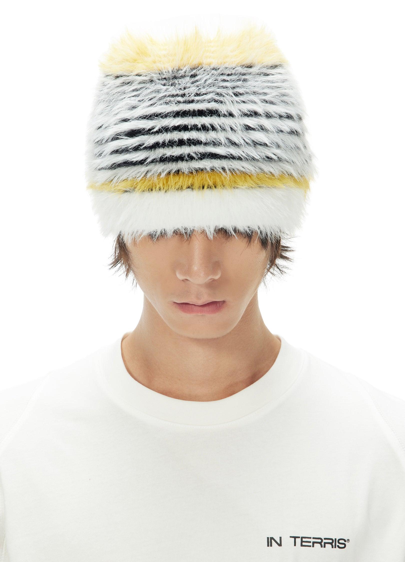 Cozy Mustard Striped Mohair Beanie - chiclara