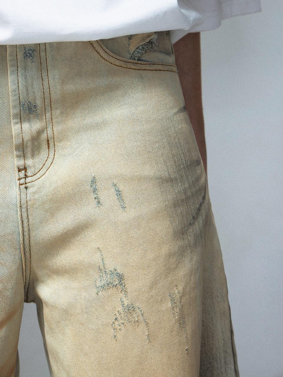 Vintage Wash Destroyed Baggy Jeans