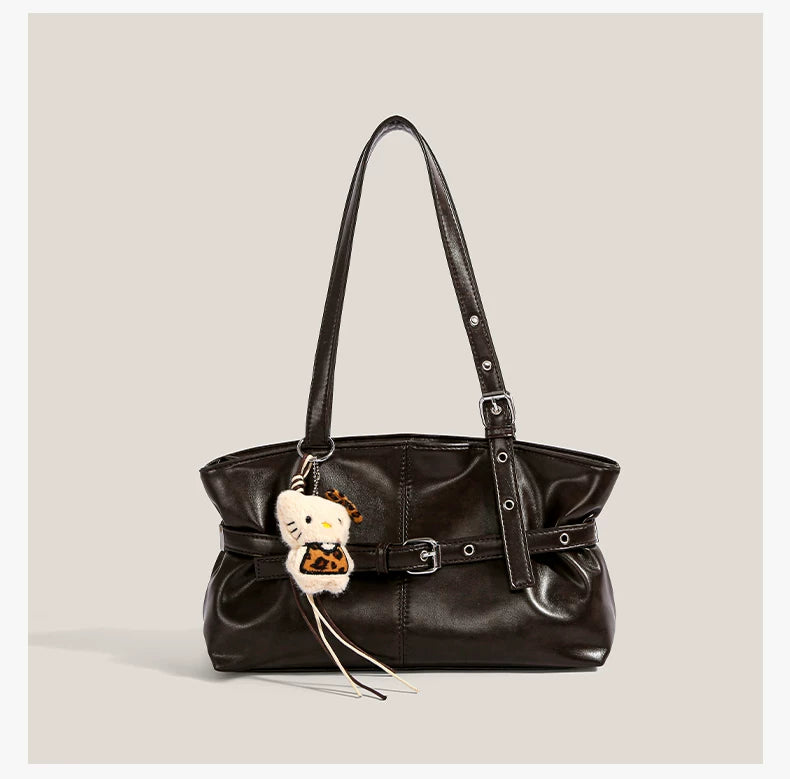 Midnight Kitty Buckle Shoulder Bag