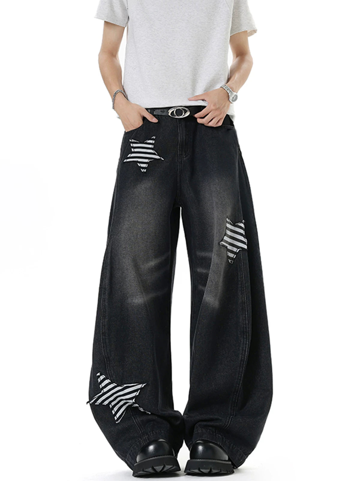 Midnight Stripe Star Balloon Jeans