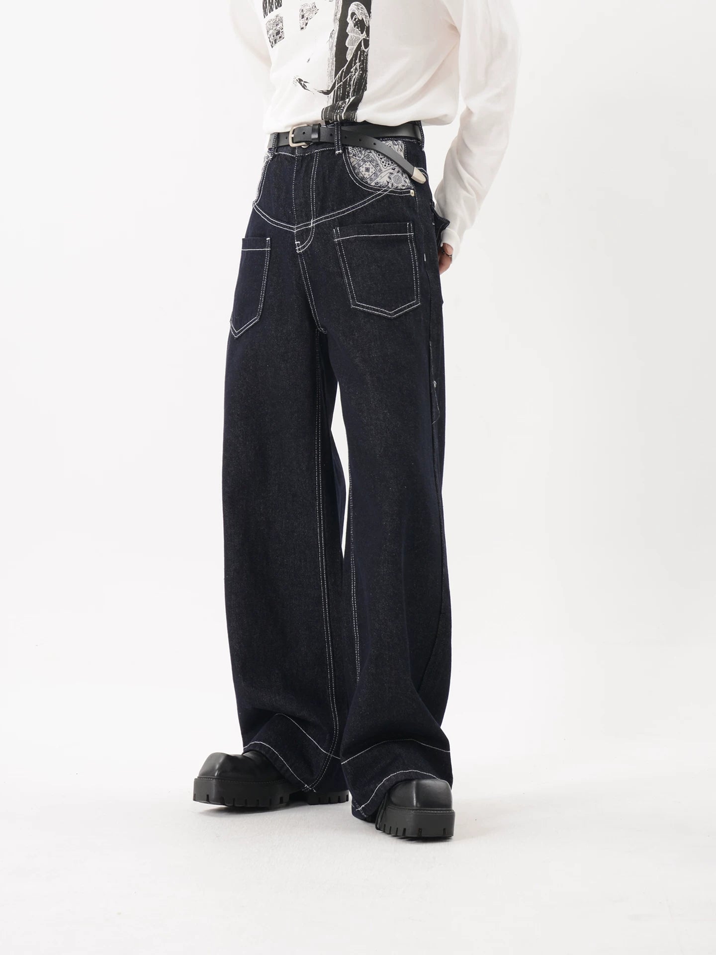 Indigo Schema Contrast Pocket Jeans