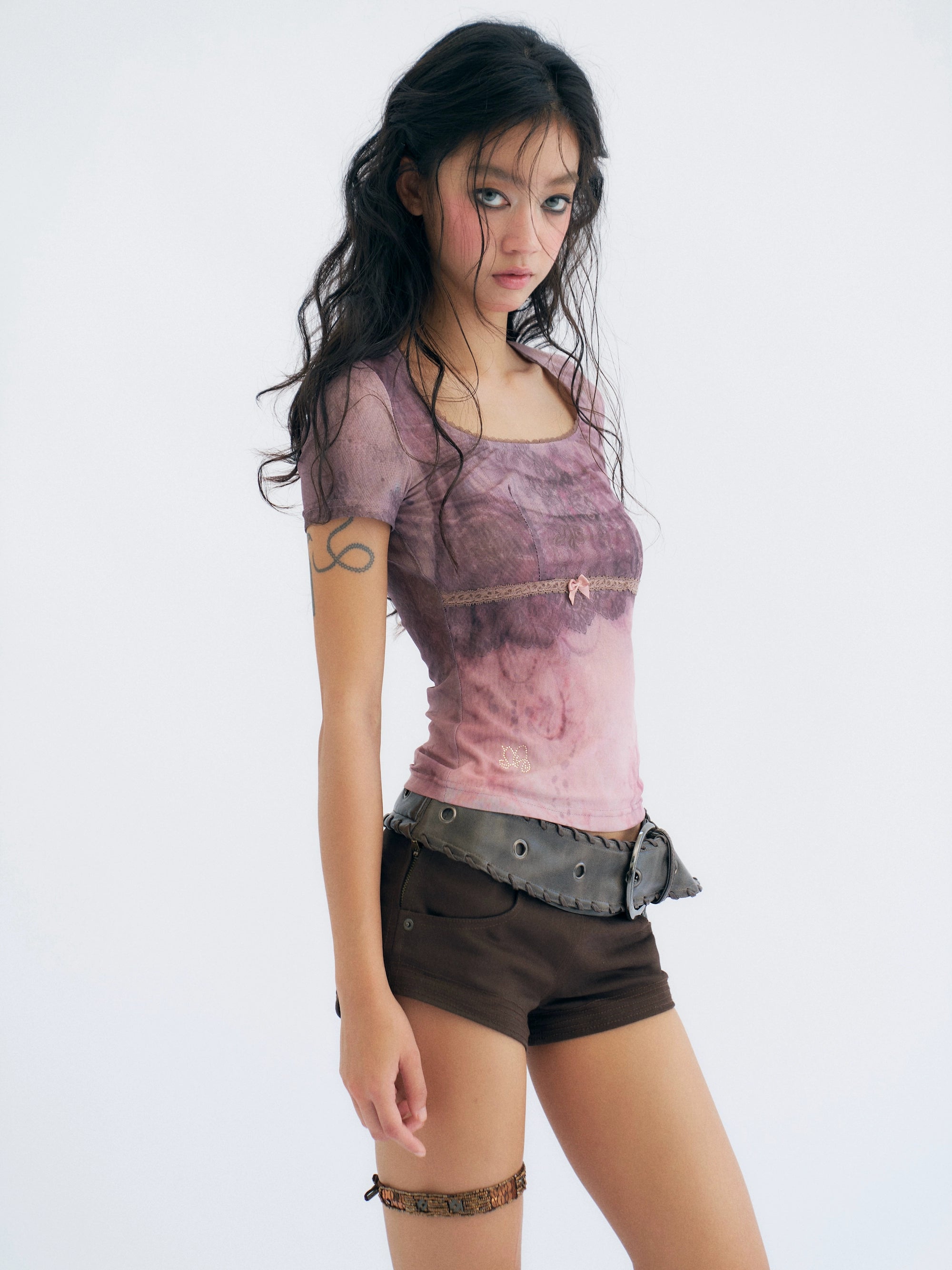 Rose Mist Lace Trim Tee