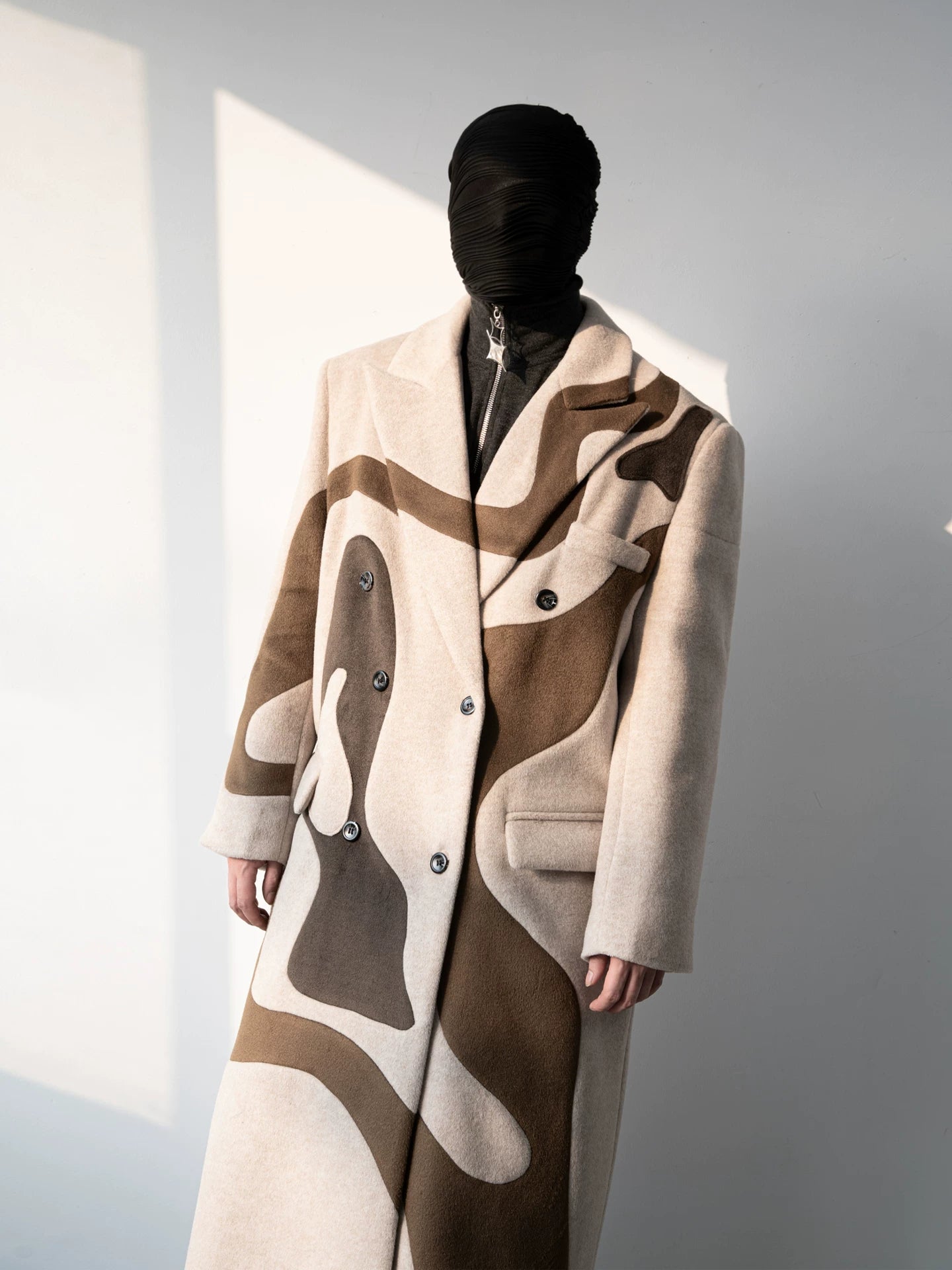 Desert Mirage Sculpted Wool Overcoat