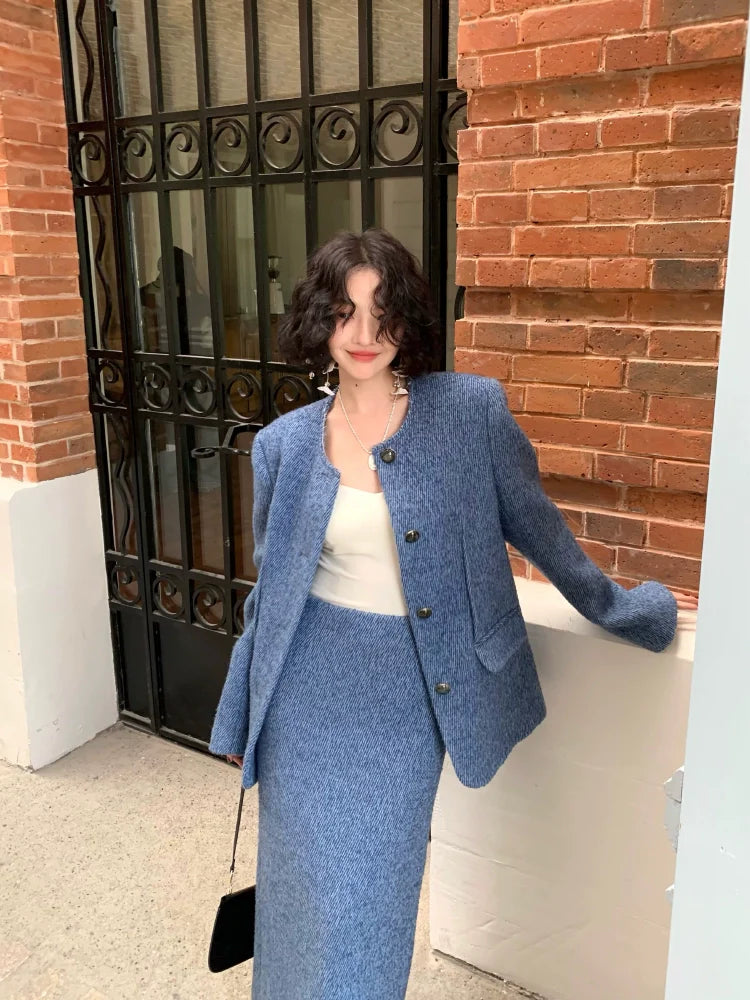 Tweed Blazer and Skirt Set