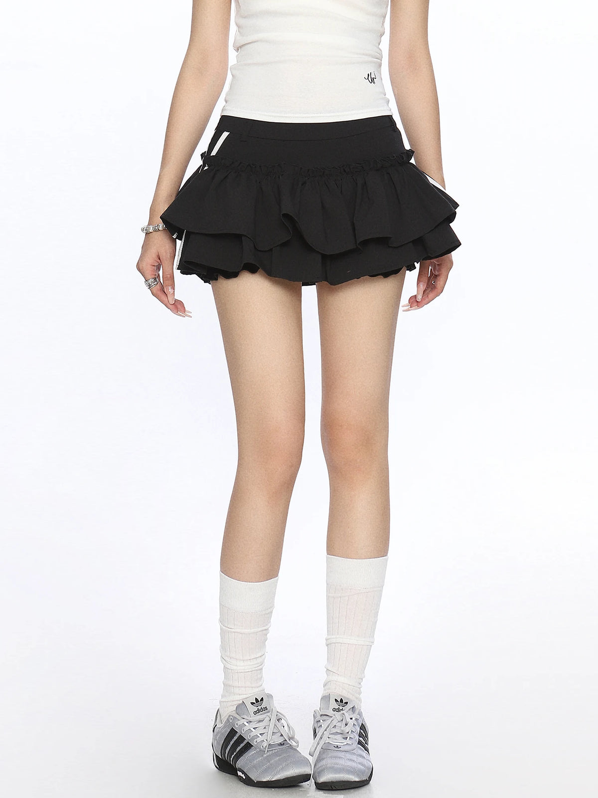 Varsity Ruffle Pleated Mini Skirt
