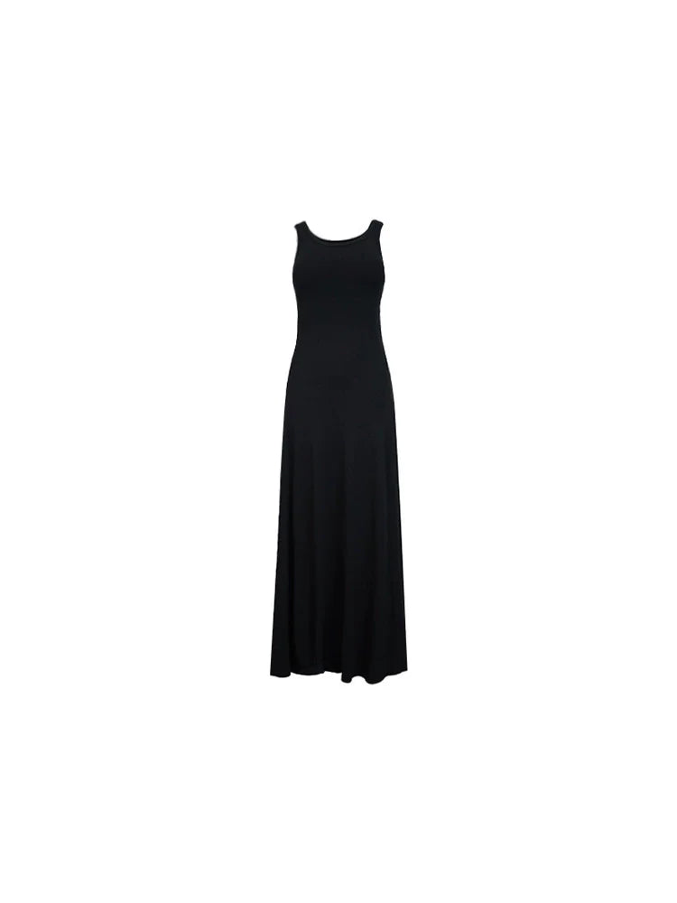 French Vintage Sleeveless Fitted Maxi Dress