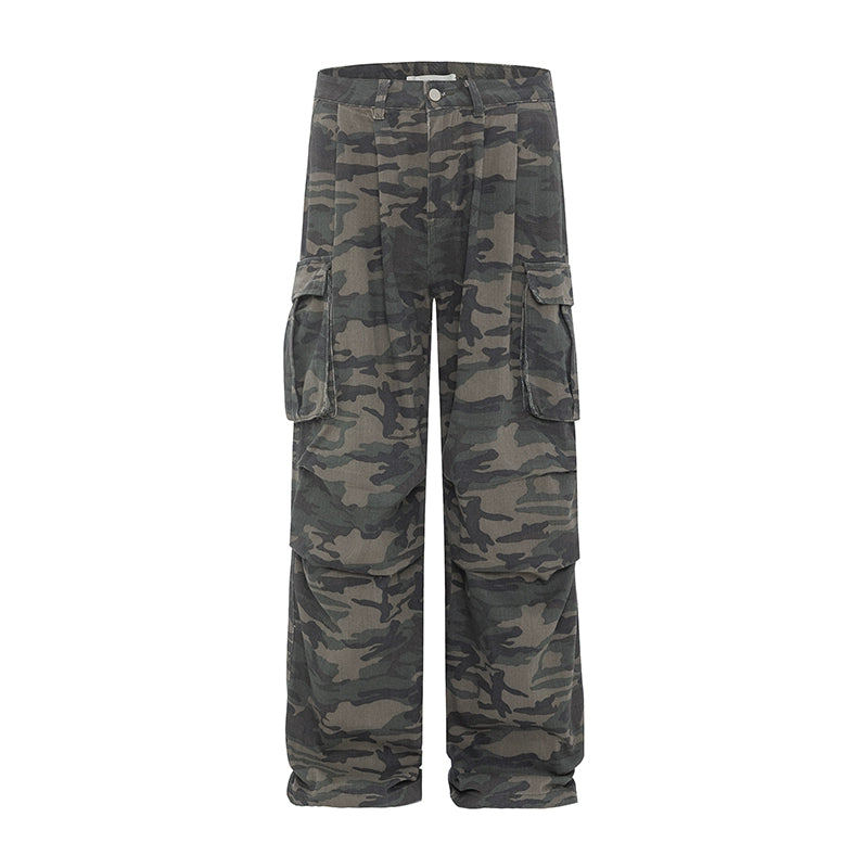Shadow Camo Wide Leg Cargo Pants