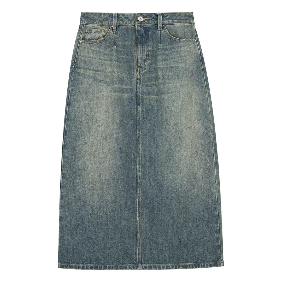 Stonefade Denim Midi Skirt
