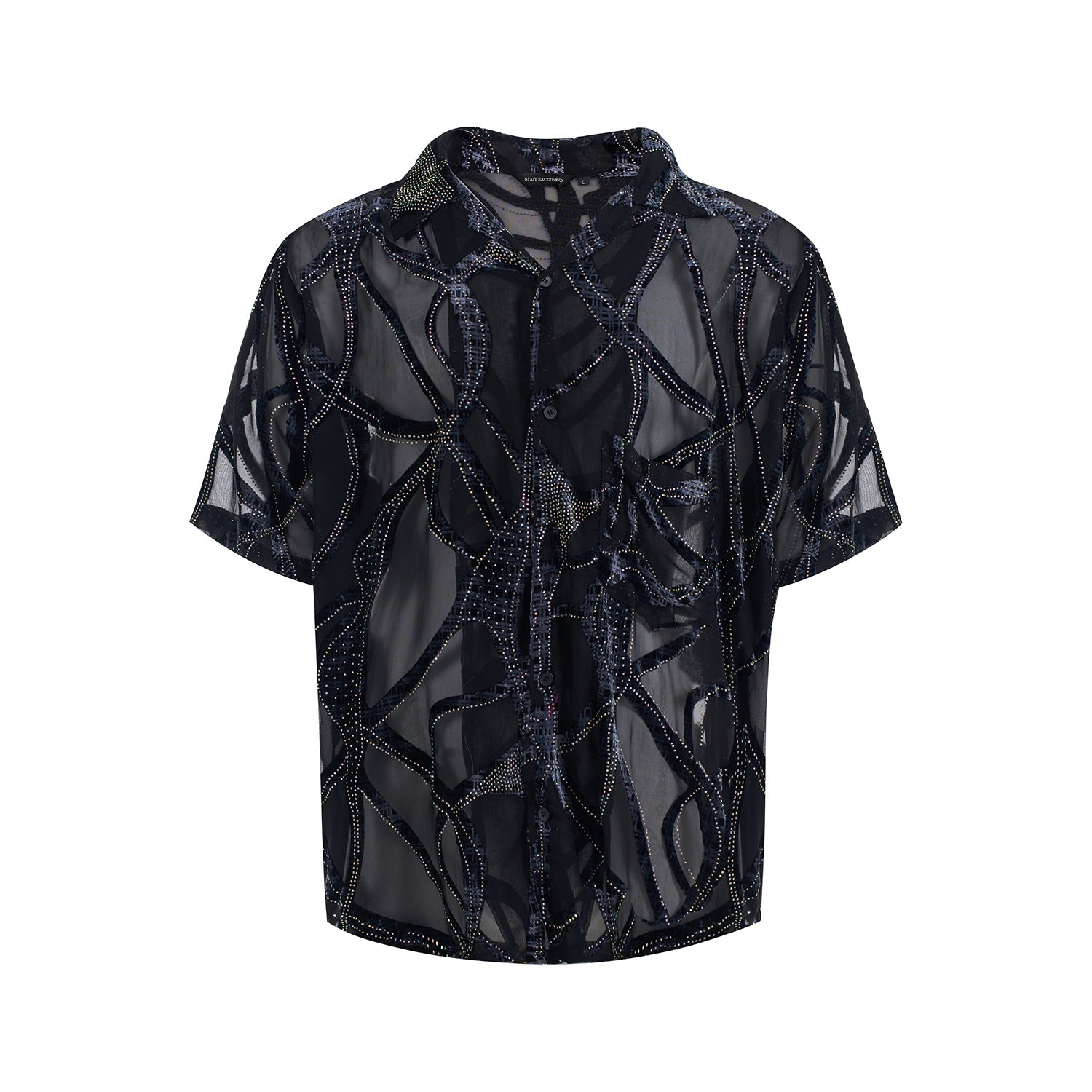 Sheer Beaded Spider Web Shirt