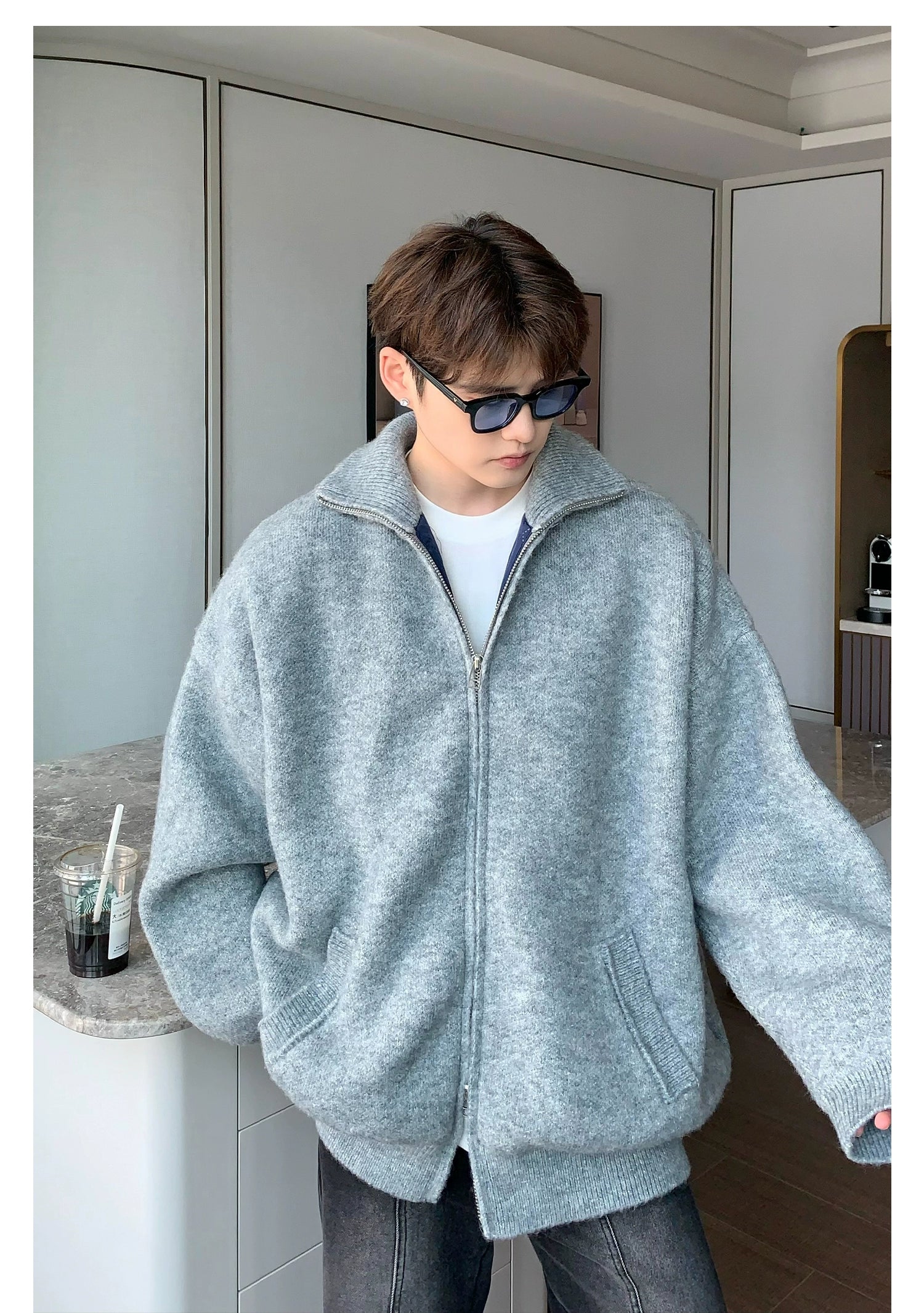Zip Up Knit Jacket