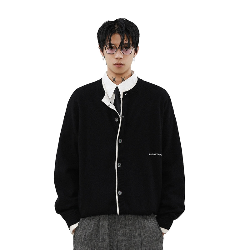 Ink Edge Contrast Knit Cardigan