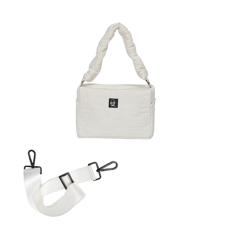 Quilted Houndstooth Box Crossbody Bag - Ivory