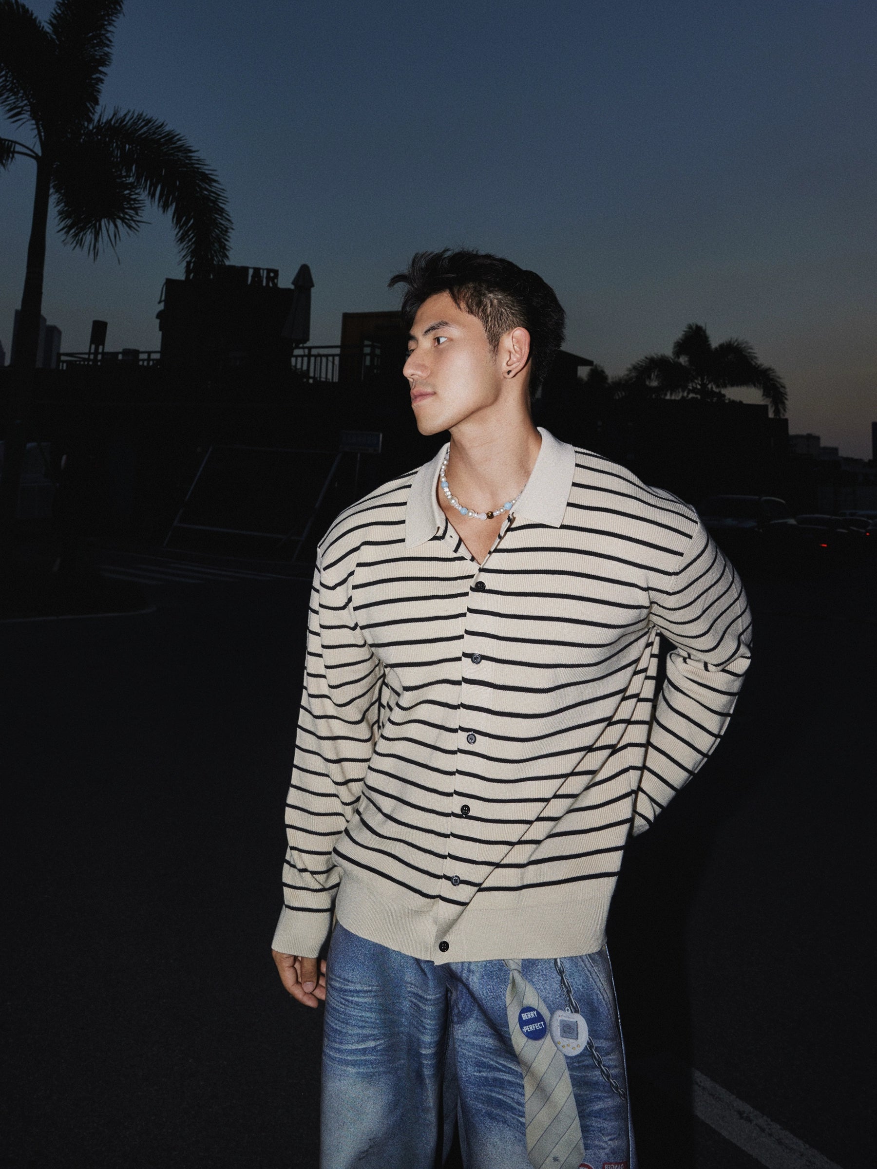 Moonlit Drift Striped Cardigan