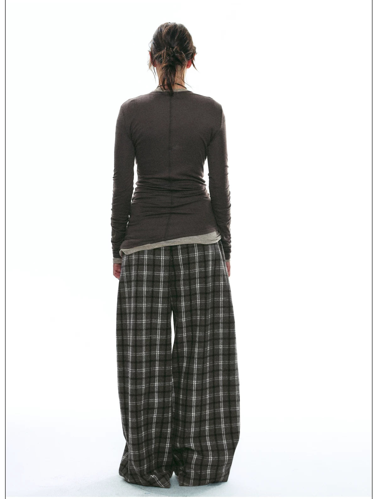 Sheer Ruched Long-Sleeve