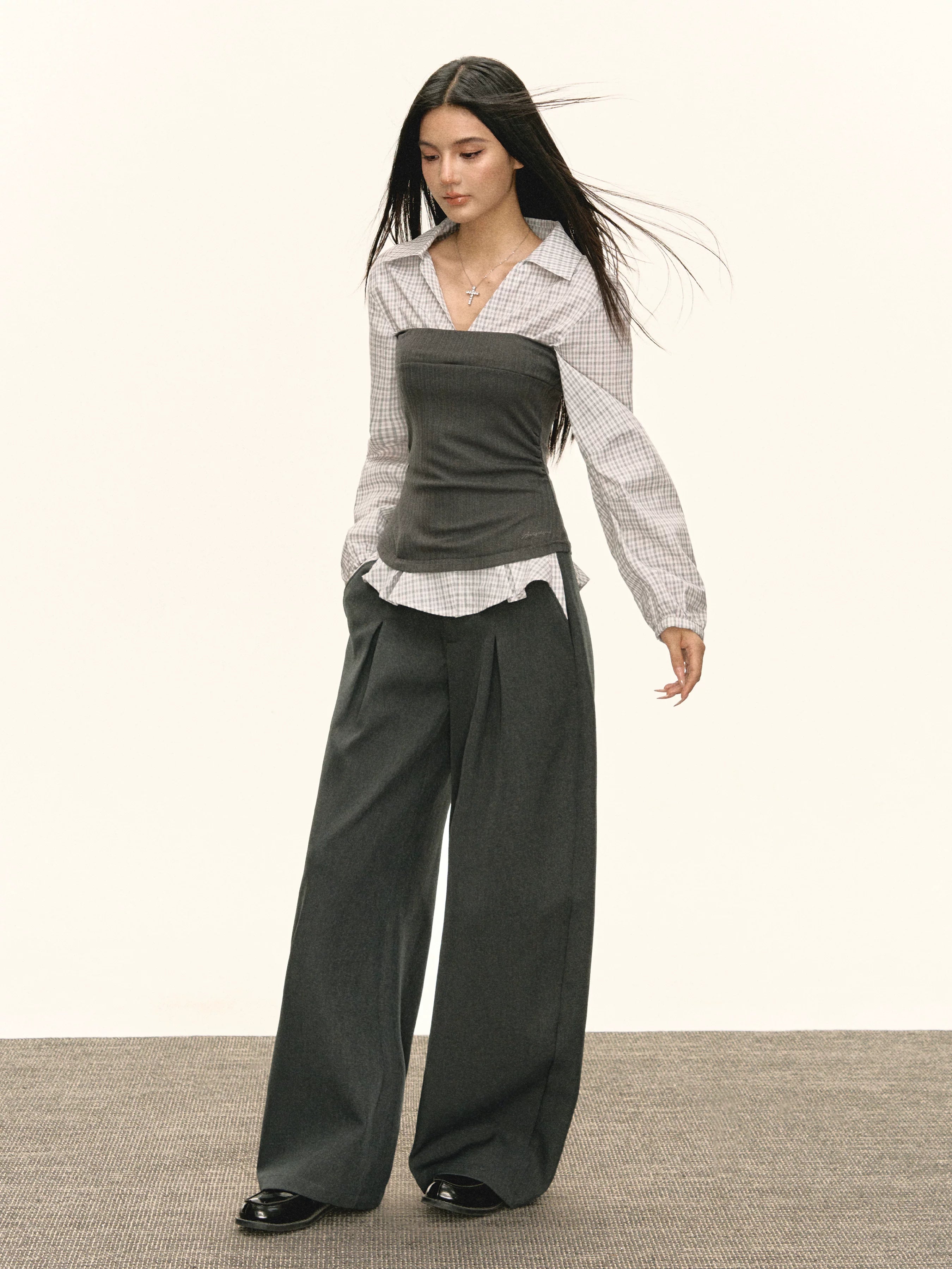 Layered Plaid Bustier Panel Top