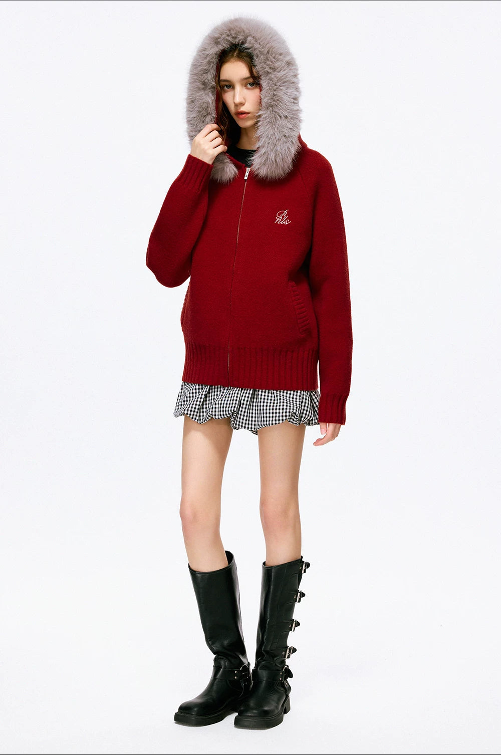 Frostline Faux Fur Hood Zip Cardigan