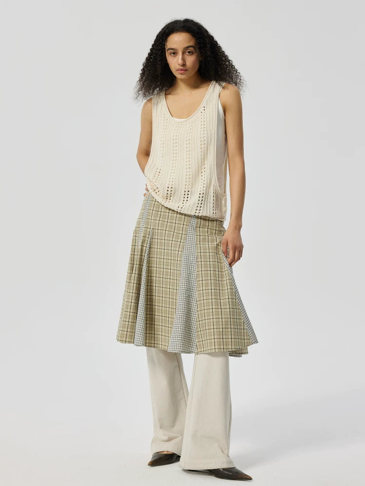 Open-Knit Button-Detail Vest