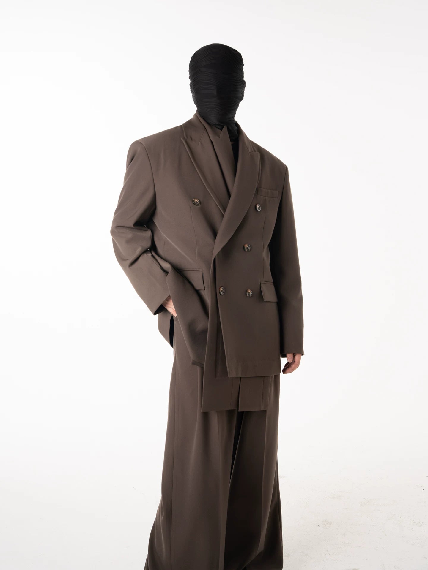 Umber Veil Layered Double-Breasted Suit