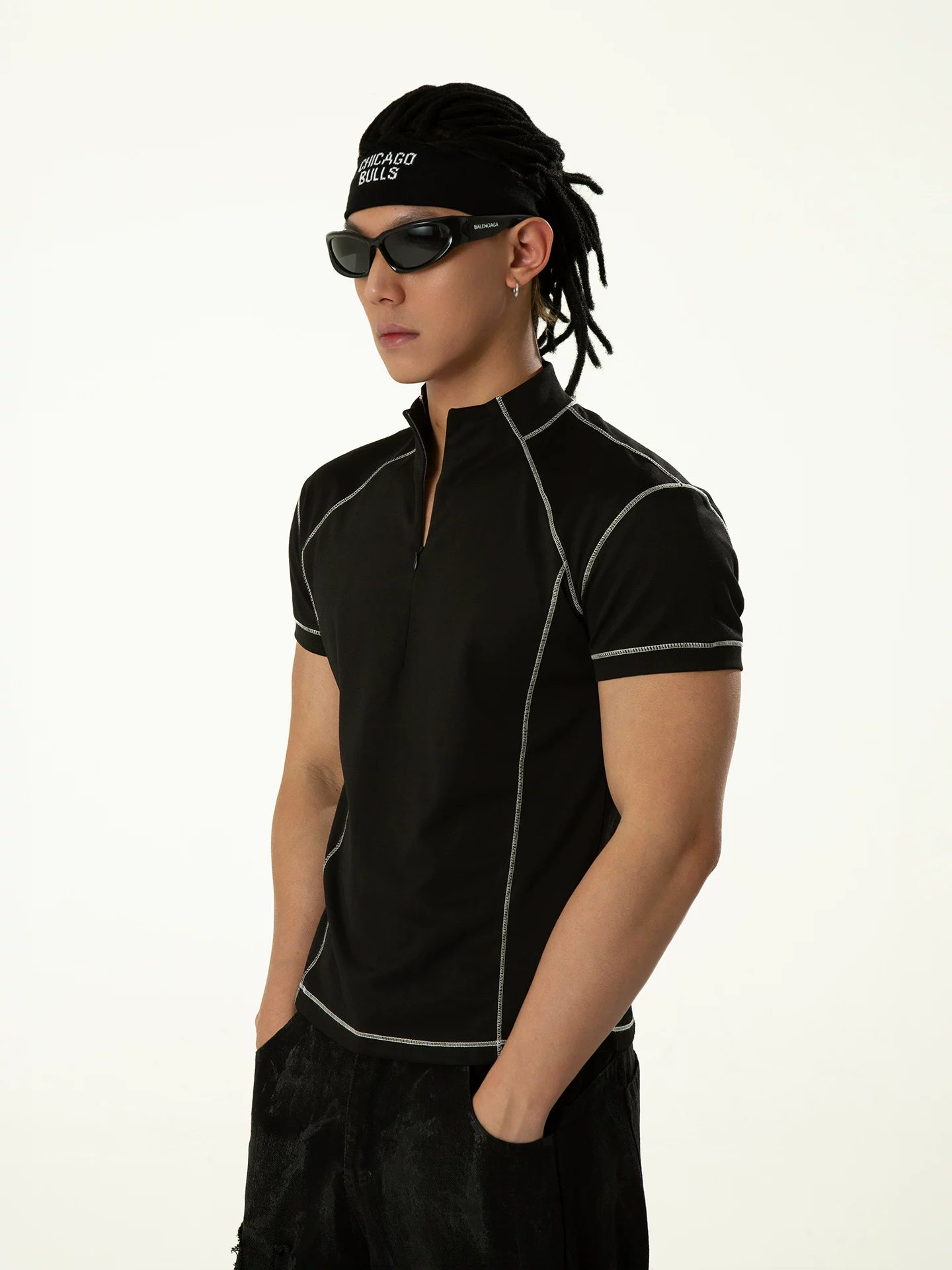 Circuit Line Contrast Zip Tech Tee