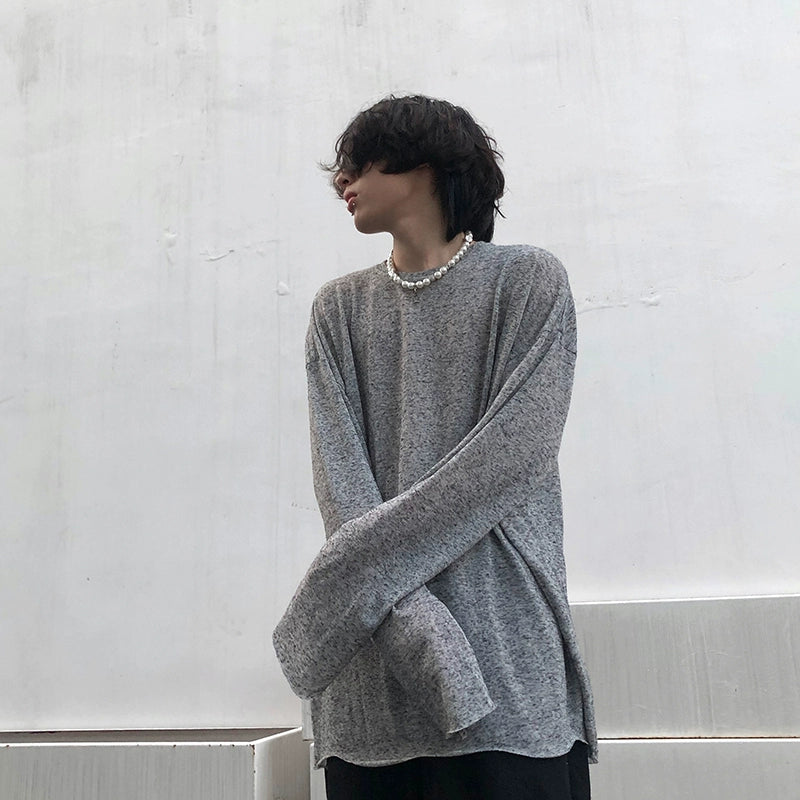 Oversized Heathered Long Sleeve T-Shirt