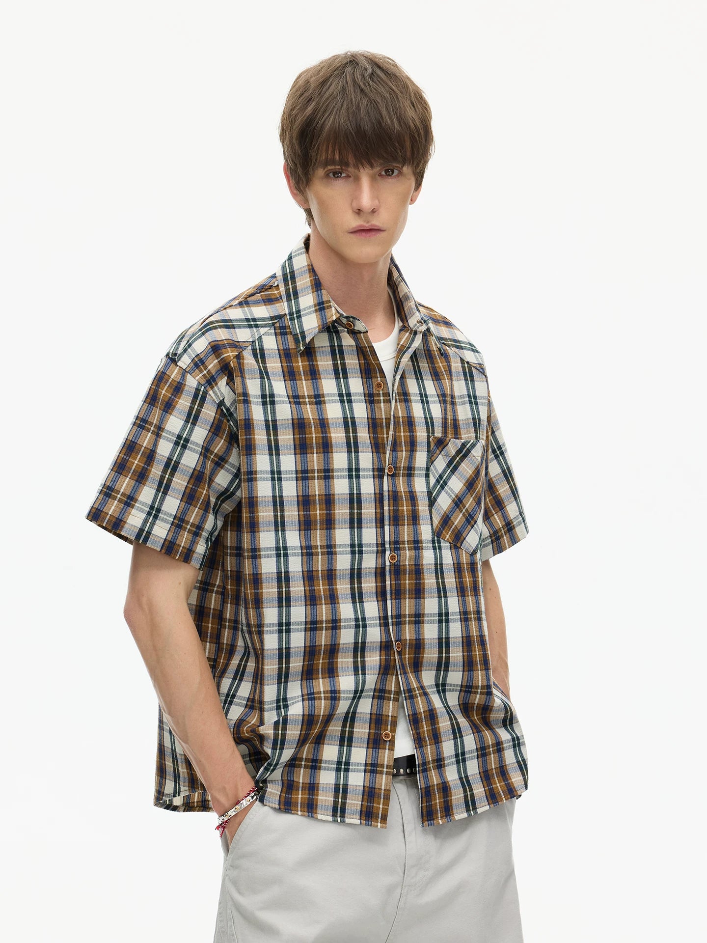 Rust Check Boxy Plaid Shirt
